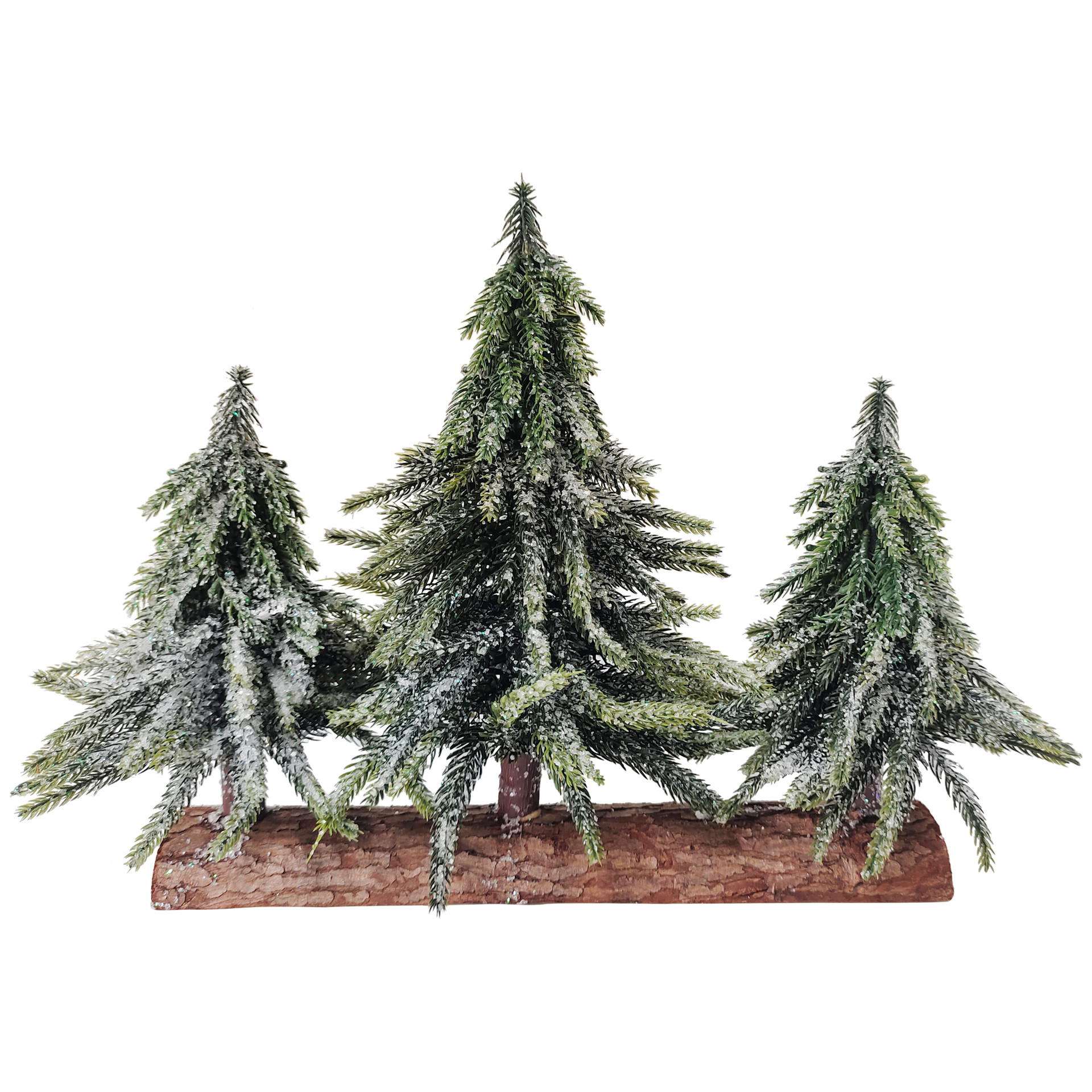 Set of 3 Frosted Downswept Pine Artificial Christmas Trees Decoration